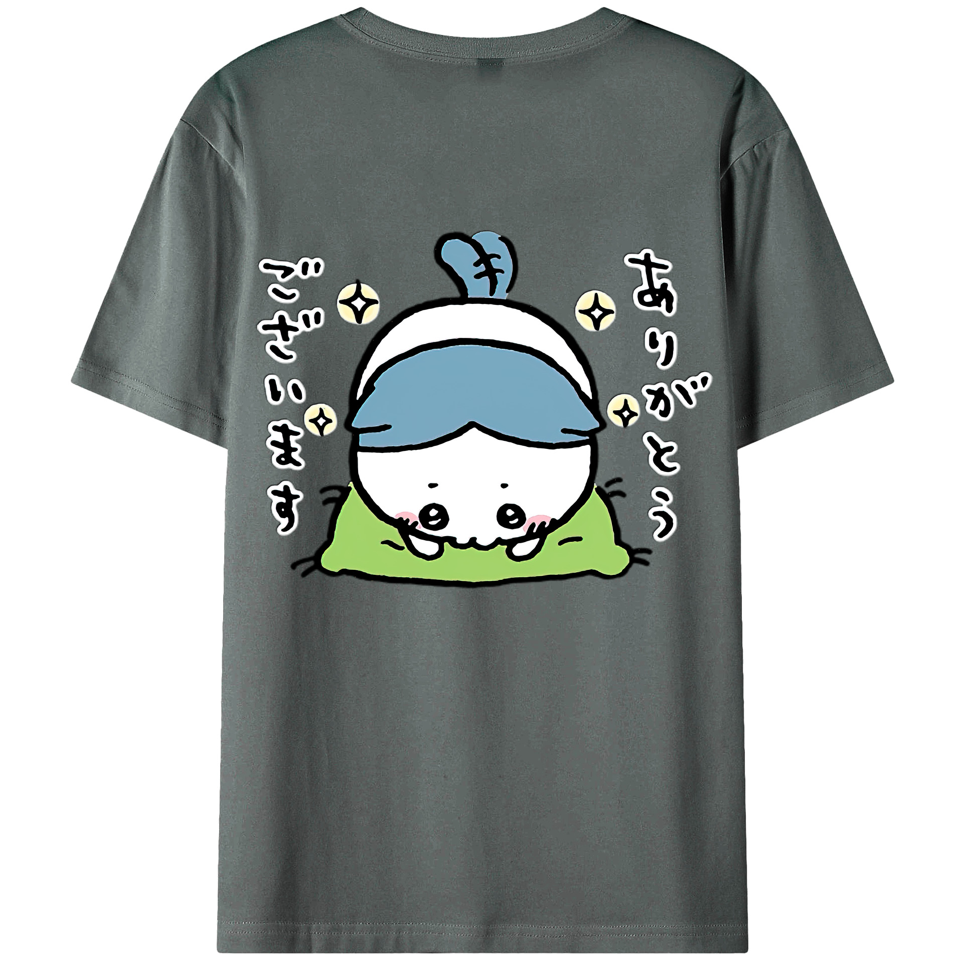 （画像用） ちいかわ ハチワレ Chii-kawa hachiware 綿100％ メンズ半袖Tシャツ（バックプリント） 通気性